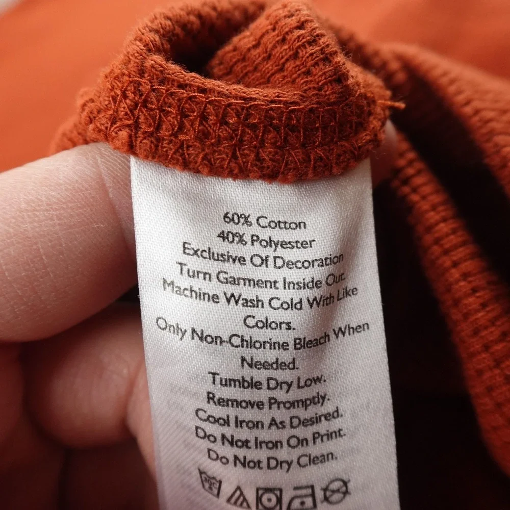 Eddie Bauer Sweater Mens L Orange Waffle Knit Thermal Crewneck Pullover Hiking‎ - Picture 9 of 11